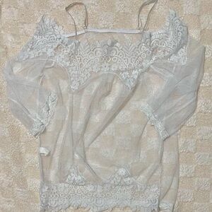 White Lace Lingerie Top Size M